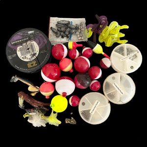 Pre-owned Fishing Lot, line, lures, bobbers, weights, containers, Hooks, Mixed